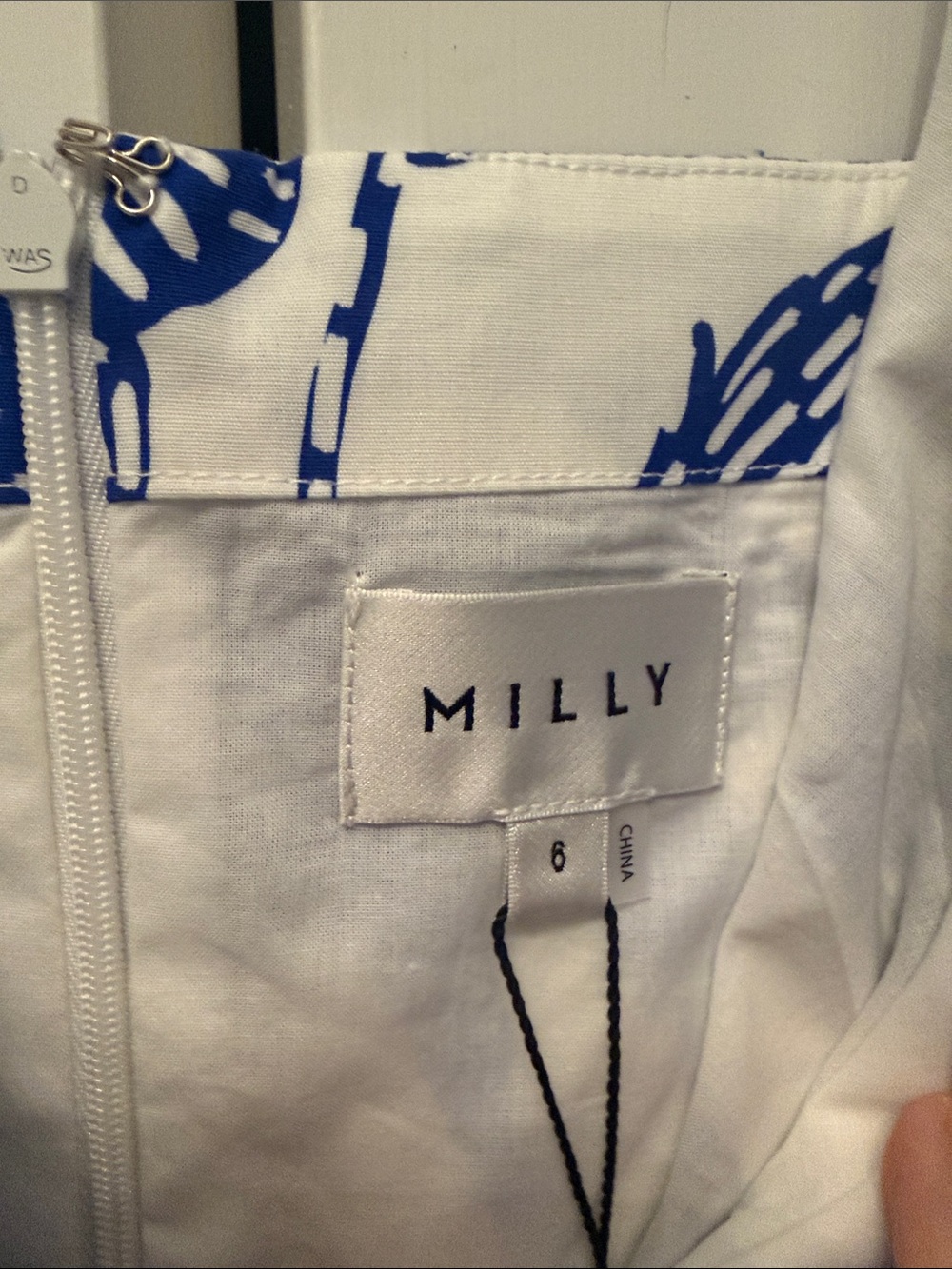 Milly White Dress with Blue Floral Accents - Picture 2 of 5